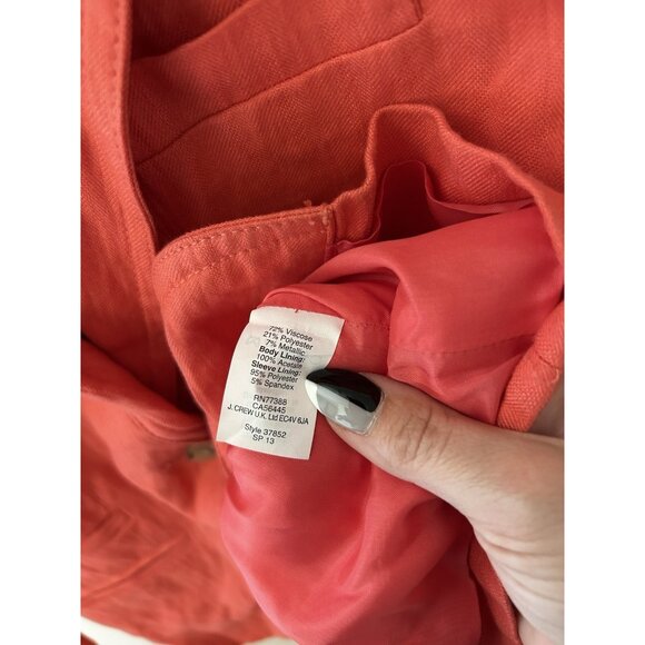 J.Crew Women’s Schoolboy Blazer Size 6 Red Linen Jacket Preppy Classic Twee Mod - Picture 5 of 5